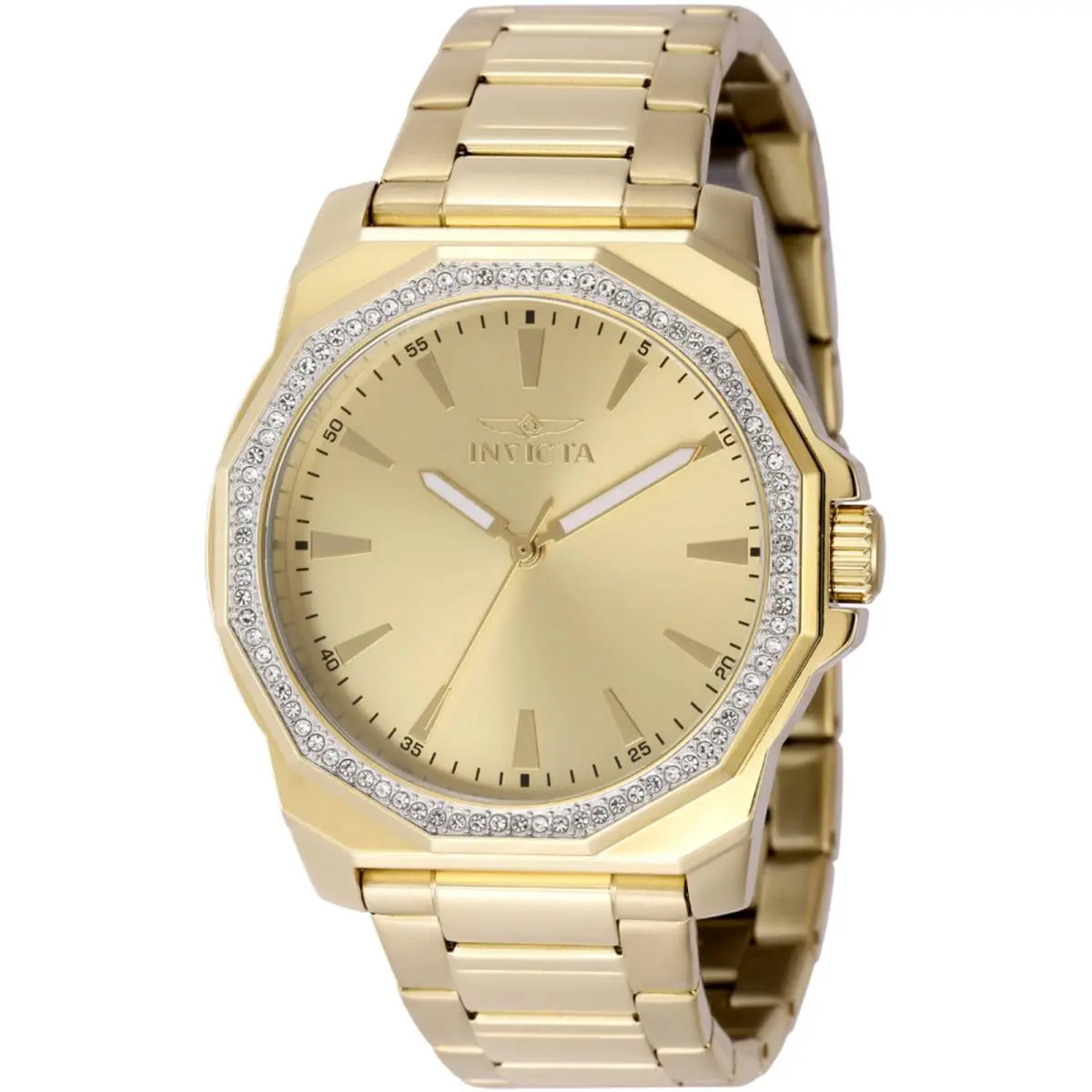 Invicta Men`s Watch Speedway Quartz Crystal Bezel Yellow Gold Bracelet 49108