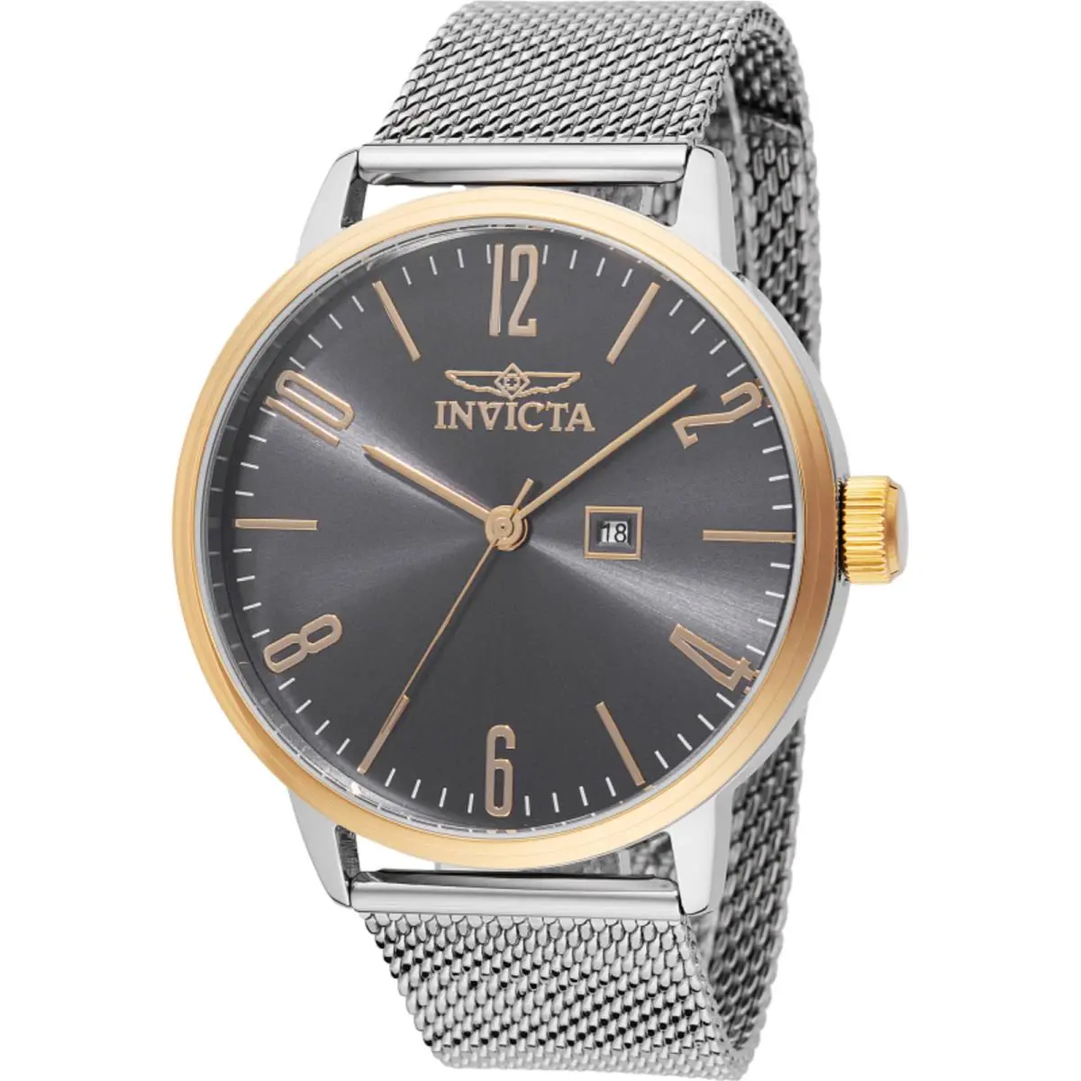 Invicta Men`s Watch Specialty Quartz Charcoal Dial Silver Steel Bracelet 48938 - Dial: Charcoal, Band: Silver