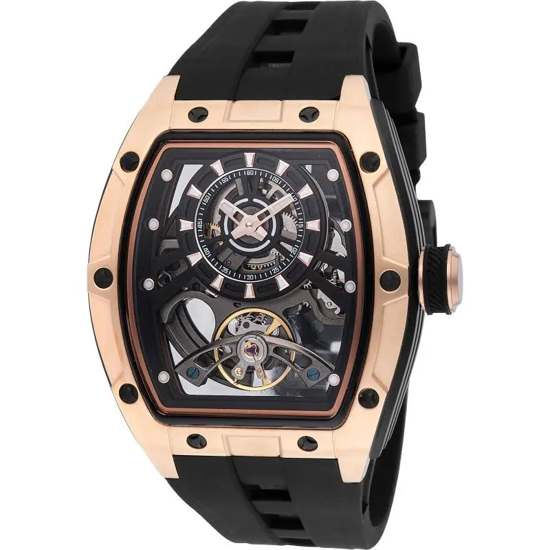 Invicta Men`s 44mm S1 Rally Automatic Skeleton Dial Rose Gold/black Tone Watch