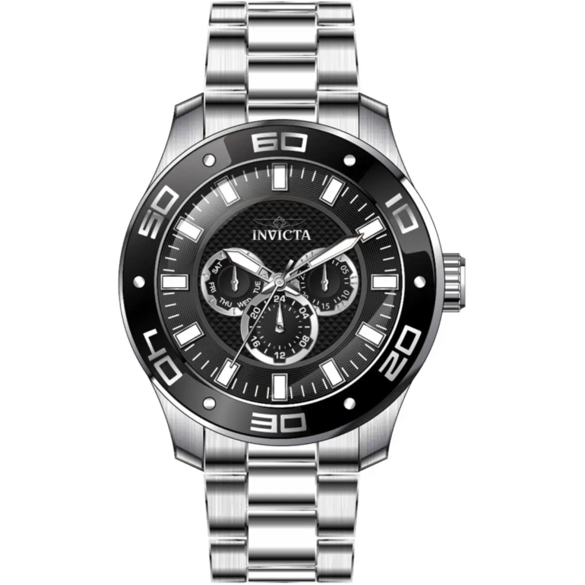 Invicta Men`s Watch Pro Diver Scuba Black Dial Stainless Steel Bracelet 45756