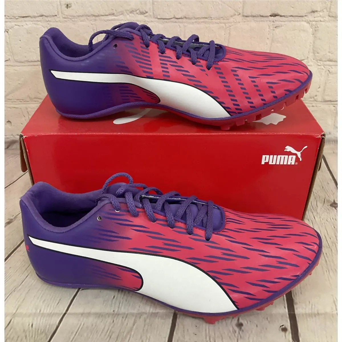 Puma 189542 01 Evospeed Sprint 7 Women`s Running Spike Cleats Pink Purple US 10