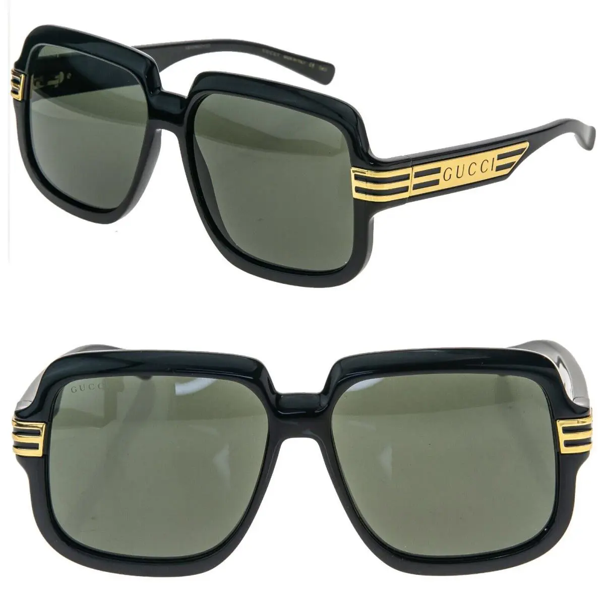 Gucci Epilogue 0979 Black 001 Gold Bold Geometric Sunglasses GG0979S