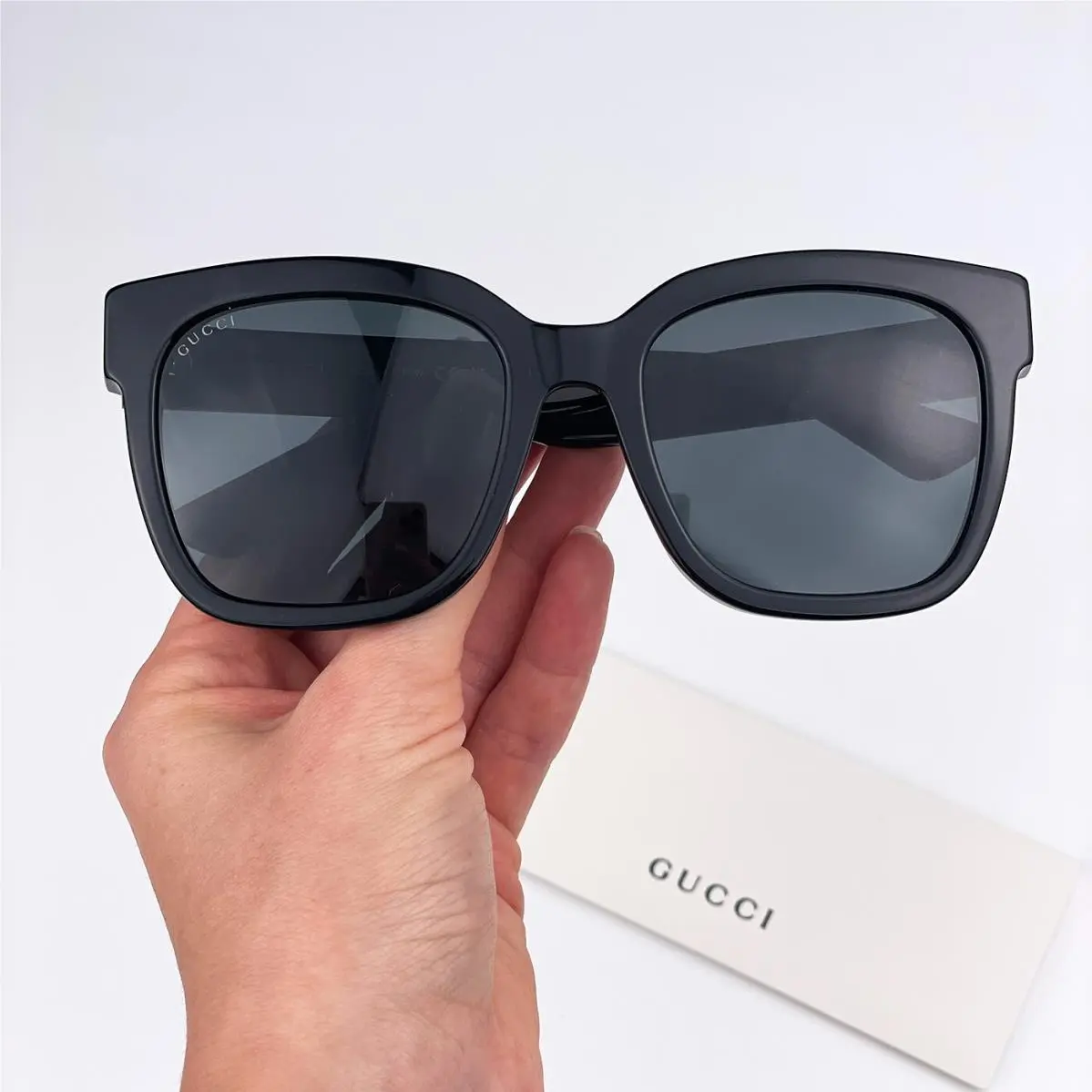 Gucci Women Sunglasses Black Grey Square GG0034SN 001