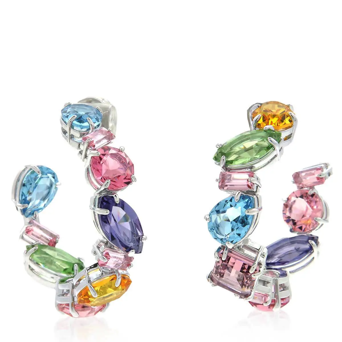 Gema Asymmetrical Mini Hoop Earrings by Swarovski