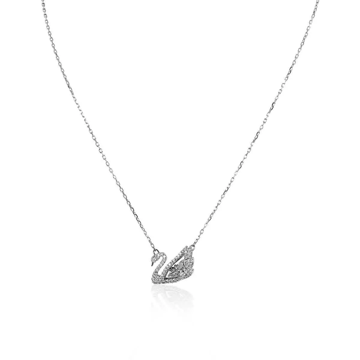Swarovski Dancing Swan Necklace White Rhodium Plated