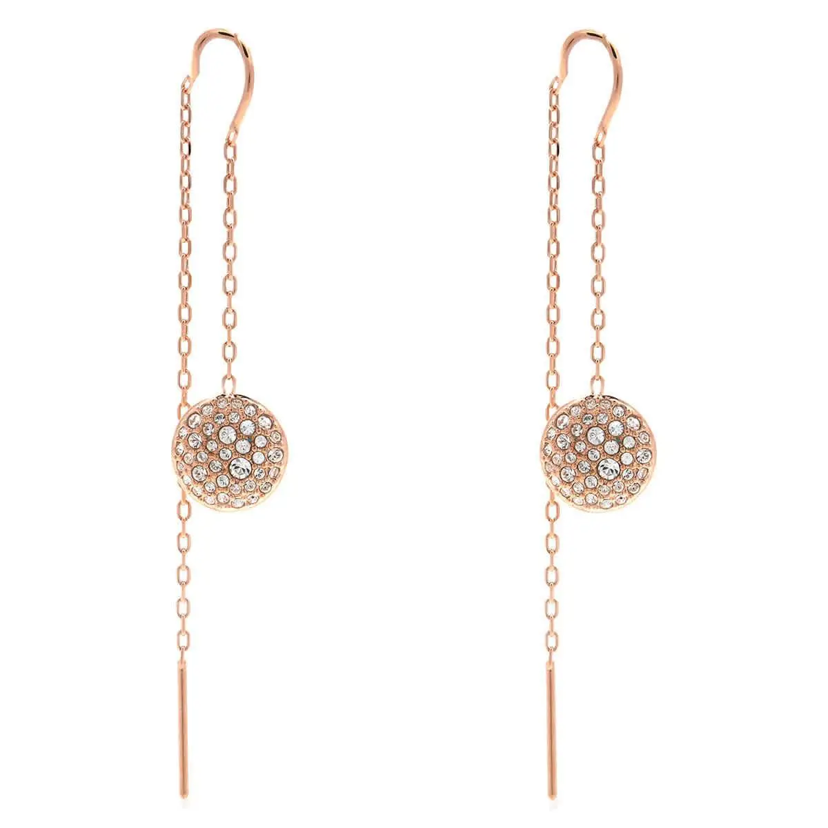 Meteora Pierced Earrings Chain Earrings Rose Gold Shiny Clear by Swarovski