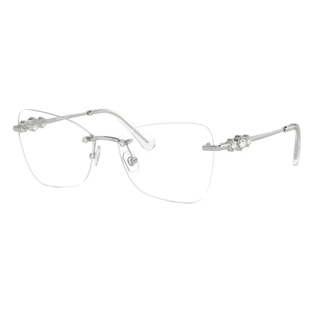 Swarovski SK1014 4001 Silver Demo Lens 55 mm Women`s Rimless Eyeglasses