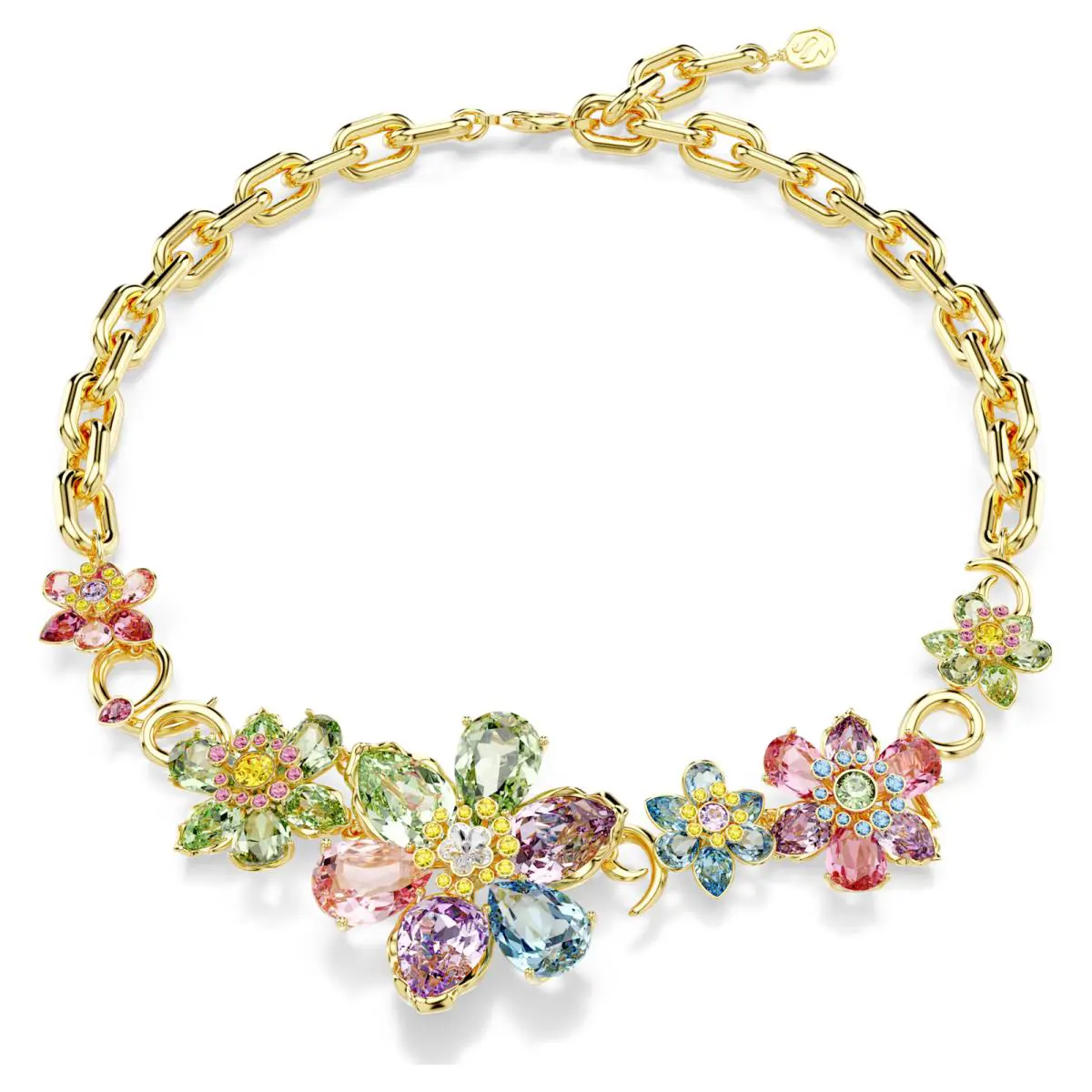 Swarovski Idyllia Necklace Mixed Cuts Flower Multicolored Gold-tone Plated