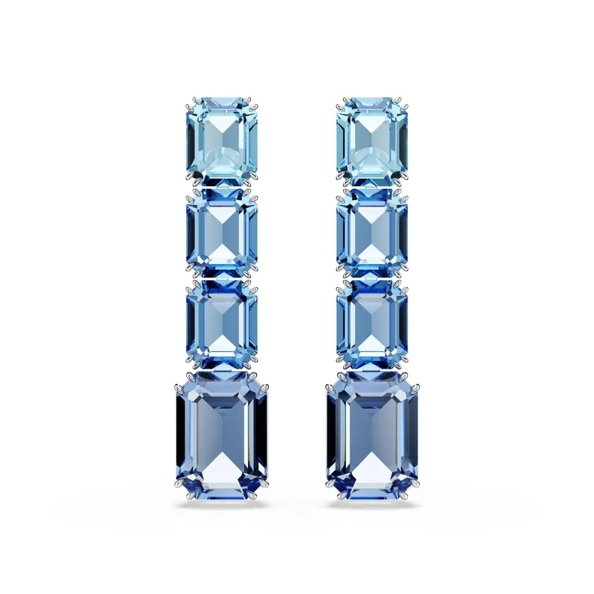 Swarovski Millenia Drop Earrings Octagon Cut Color Gradient Blue Rhodium Plated