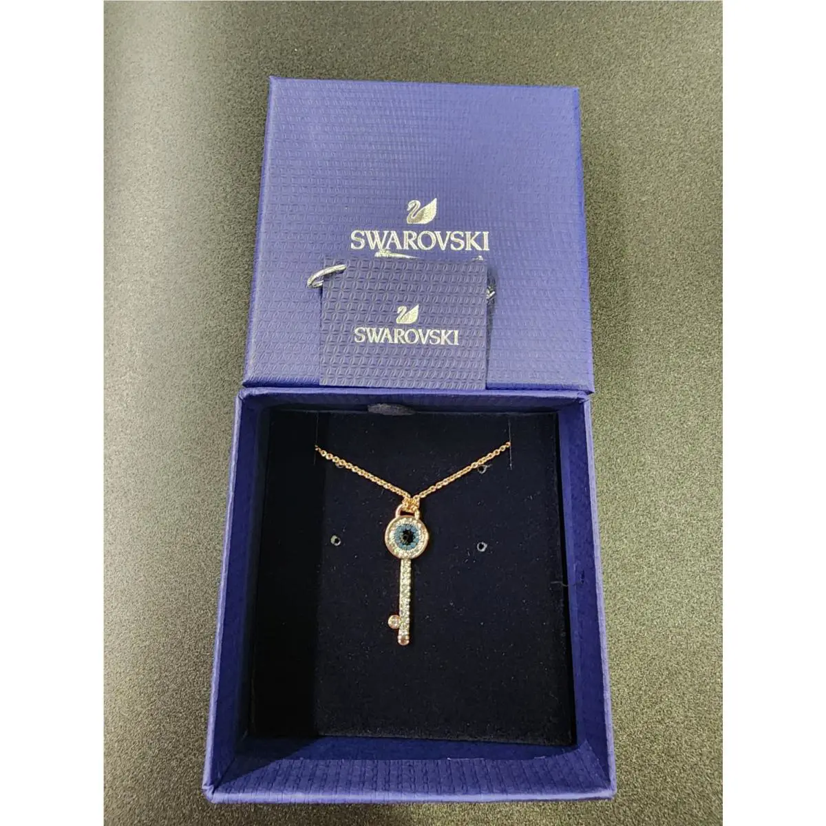 Swarovski Pendant Symbolic Evil Eye and Key Necklace Rose-gold Tone – 5437517