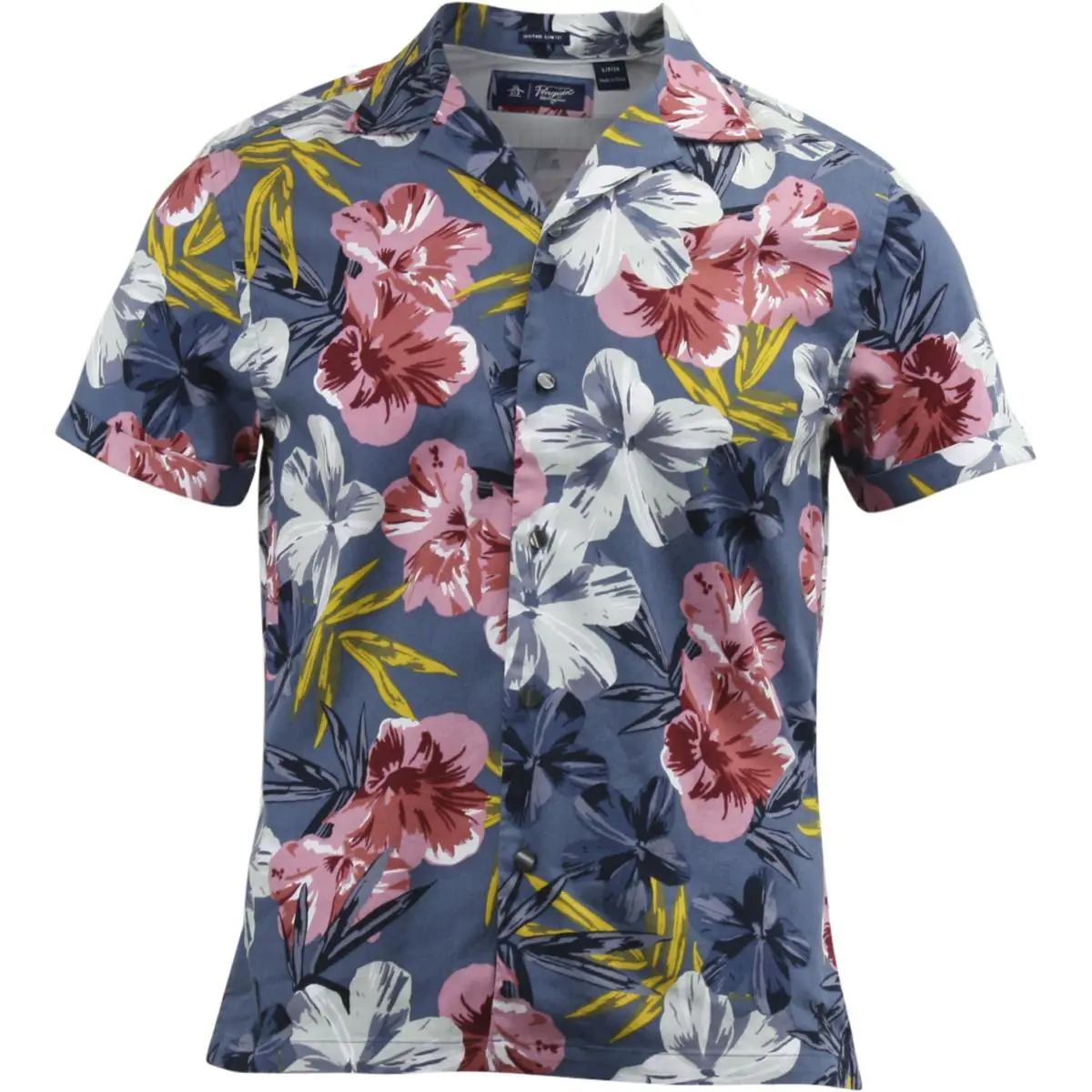 Original Penguin Floral Printed Sapphire Short Sleeve Button Front Shirt Sz: Xxl