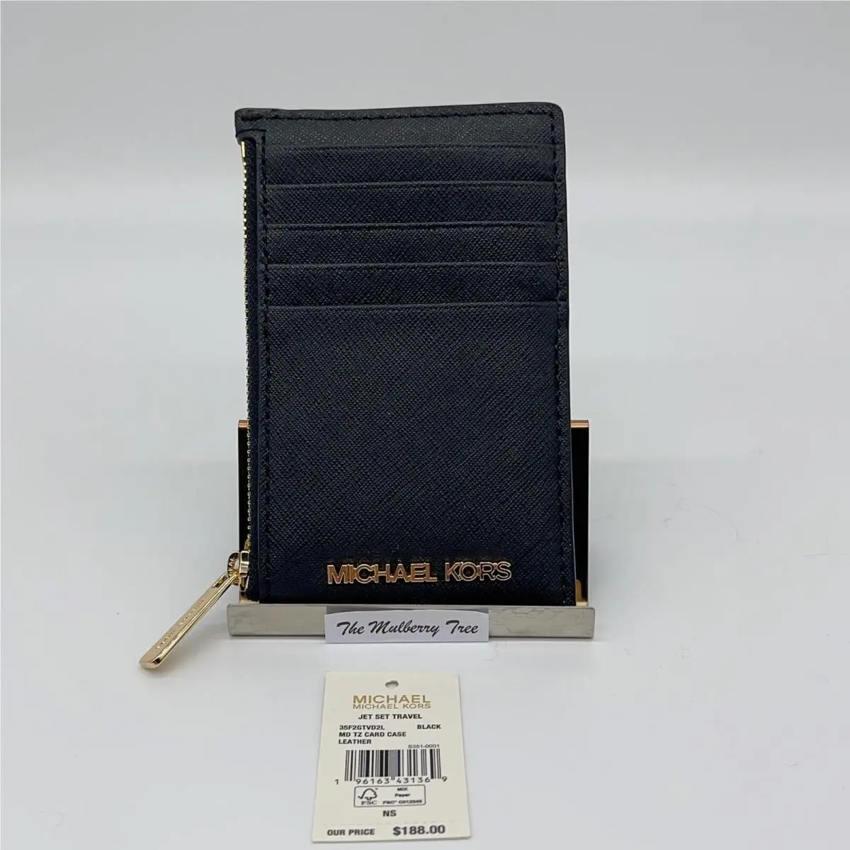 Jet Set Travel MD TZ Card Case Black Brown Mulberry Wallet Solid Black by Michael Kors