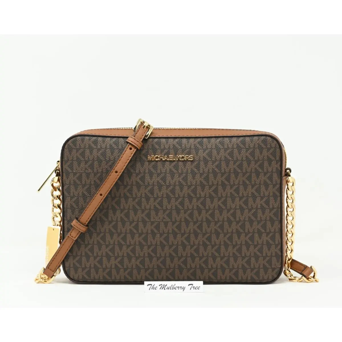 Jet Set Large East West Crossbody Org Brown Signature by Michael Kors