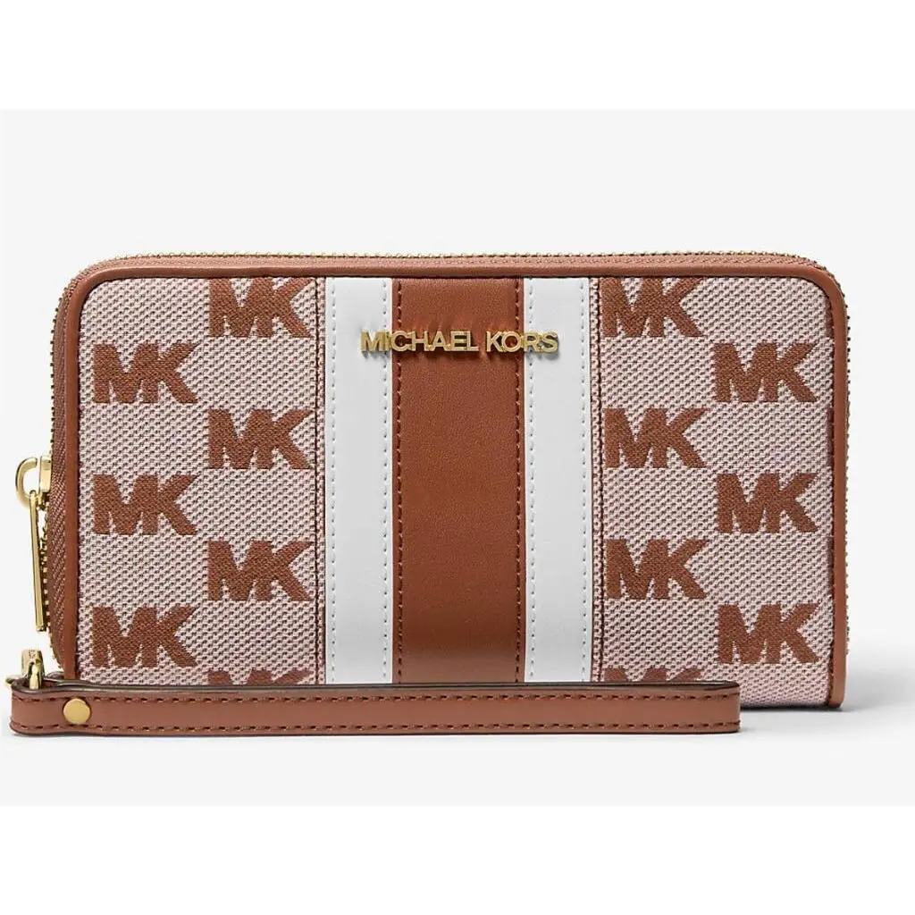 Michael Kors Jetsettravel Large Striped Logo Jacquard Smartphone Wristlet Wallet