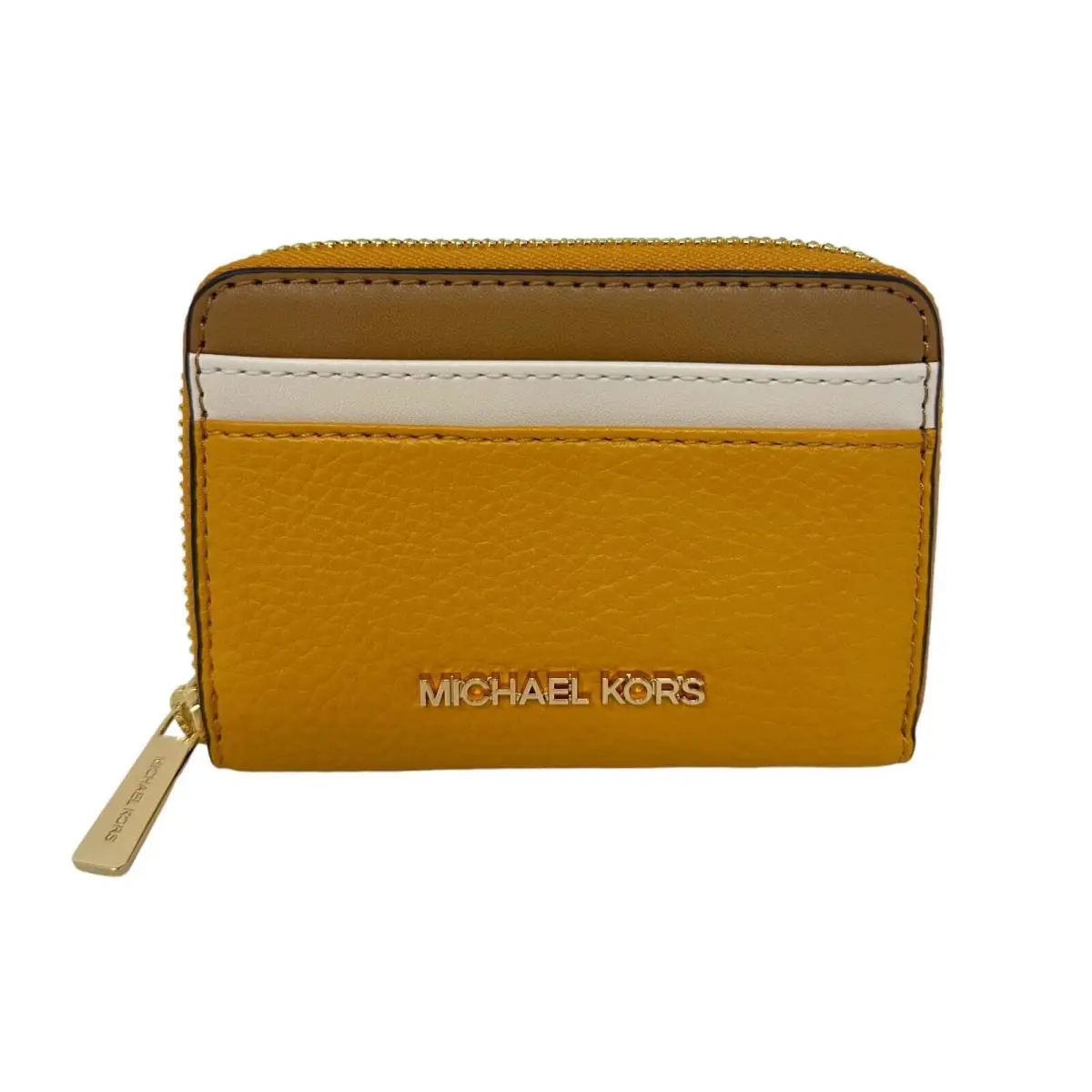 Michael Kors Jet Set Travel Medium Zip Around Card Case ID Leather Wallet - Multicolor, s: Golden Rod