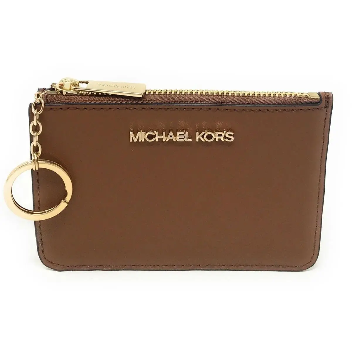 Jet Set Travel Small Leather Top Zip Coin Pouch with ID Luggage/Gold Tone by Michael Kors