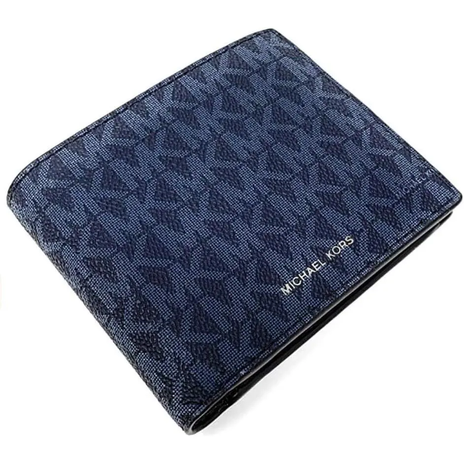 Men`s Cooper Logo Billfold Wallet with Coin Pouch Admiral Blue Signature by Michael Kors