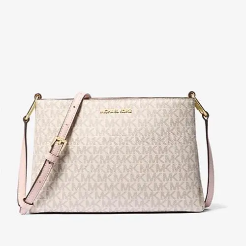 Michael Kors Trisha Medium Triple Compartment Leather Shoulder Crossbody Bag