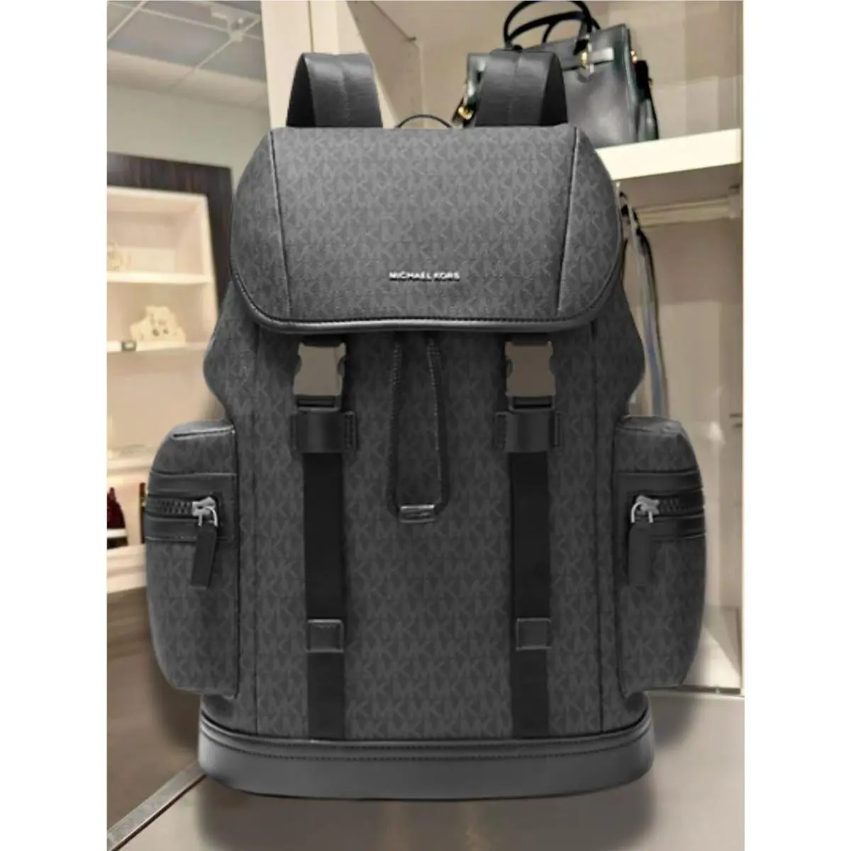 Cooper Men Women MK Signature Shoulder Travel Hiking Backpack Bag BLACK by Michael Kors