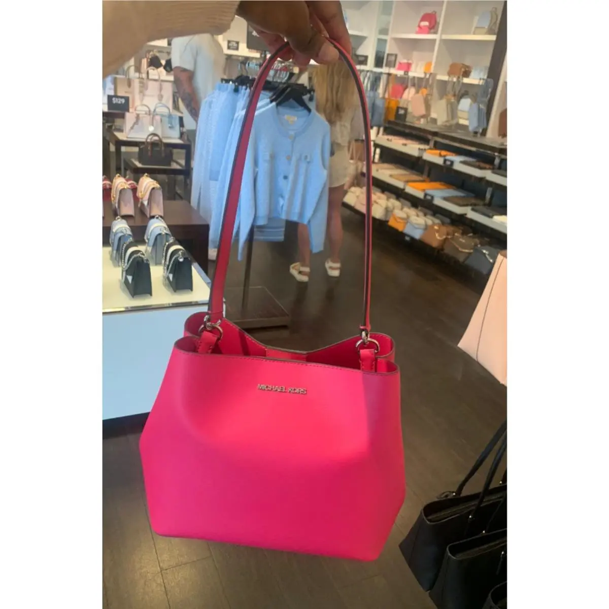 Michael Kors Women Pratt Small Handbag Purse Shoulder Messenger Bag Dragonfruit