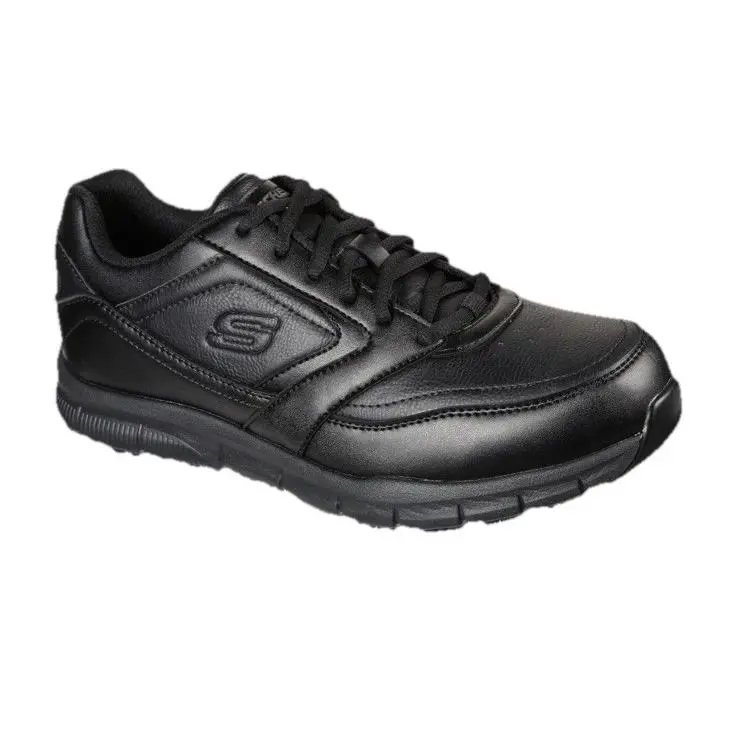 Men Skechers Nampa Relaxed Fit/slip Resistant Work Shoes Sneakers Black 77156 - Black