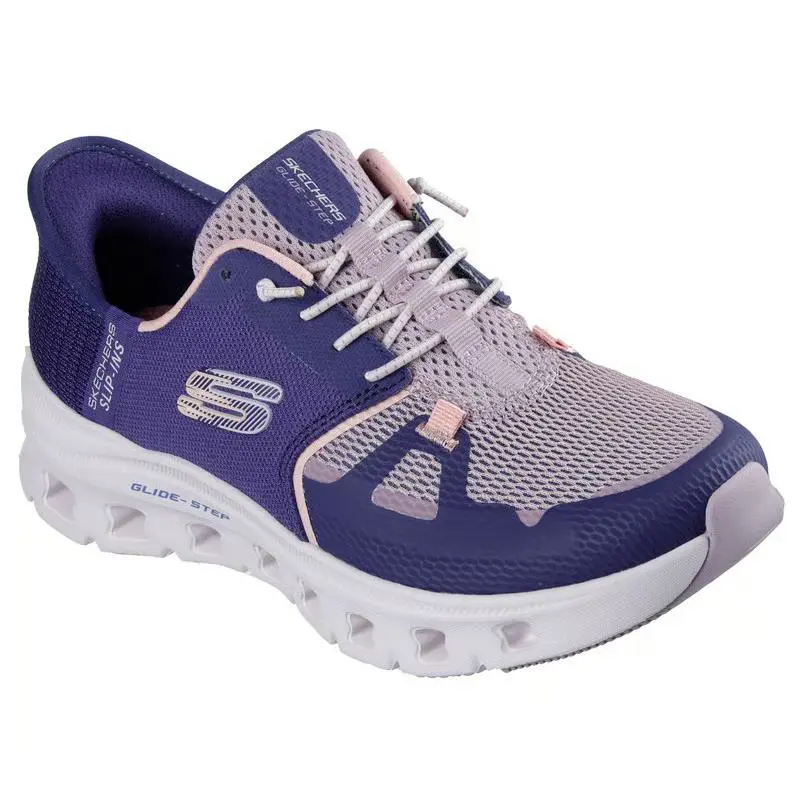 Skechers Shoes Women Slip Ins Purple Glide Step Pro Stretch Lace Cushion 150420