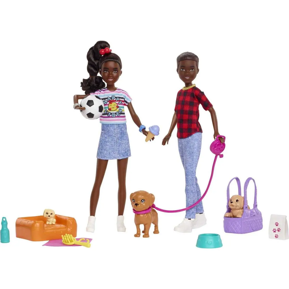 Barbie It Takes Two Doll Set with Jackson Jayla 3 Puppies and Accessories - Mulicolor