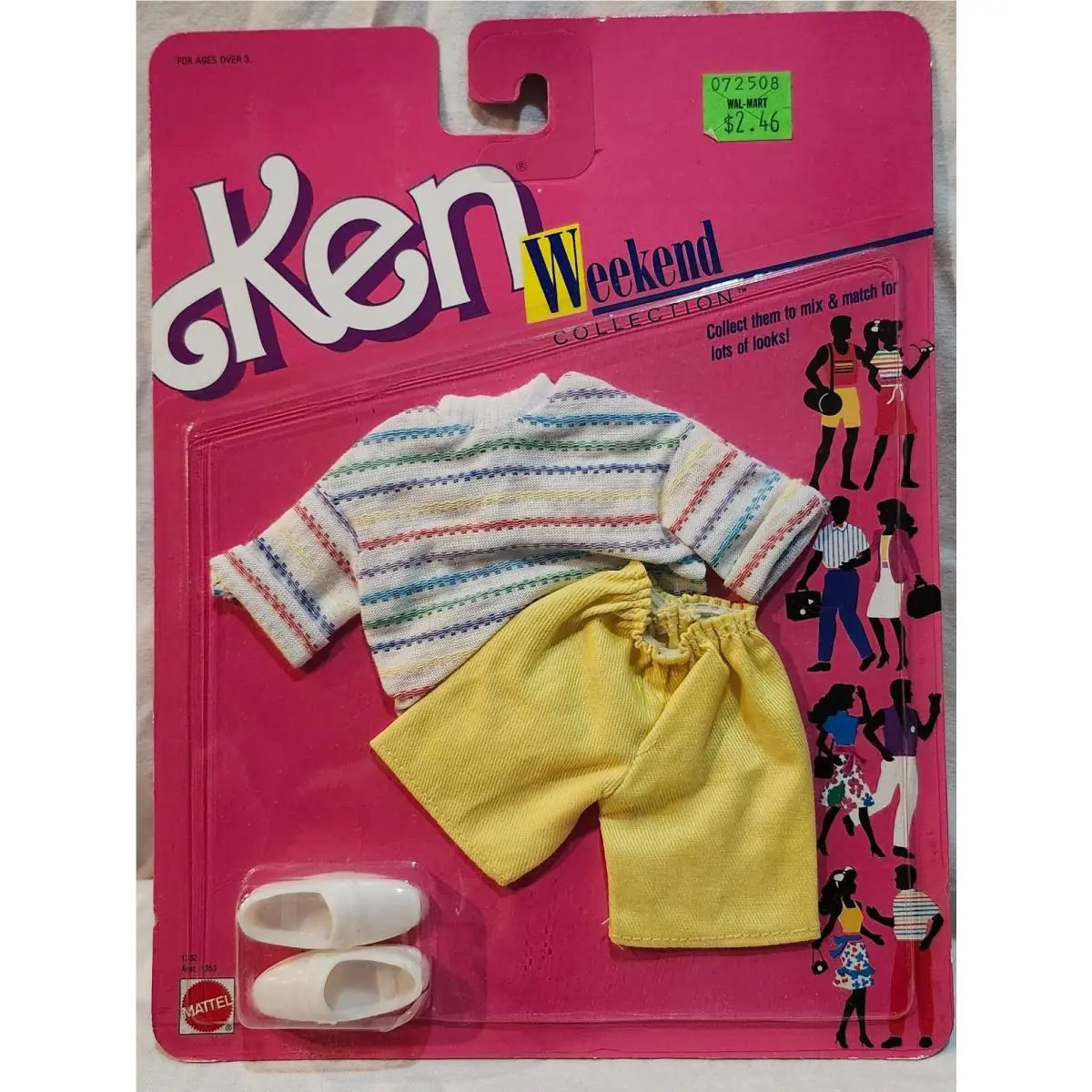 Ken Weekend Collection Yellow Shorts Shirt Shoes 1332-1353 Nip 1988 Vtg Error