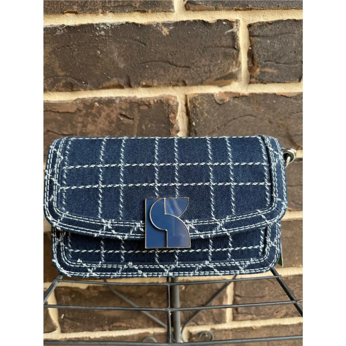 Kate Spade KH052 Dakota Indigo Small Crossbody Denim Check Blue