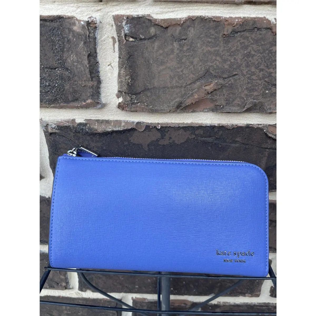 Kate Spade NY Devin Dark Periwinkle Zip Around Wallet Purple Leather