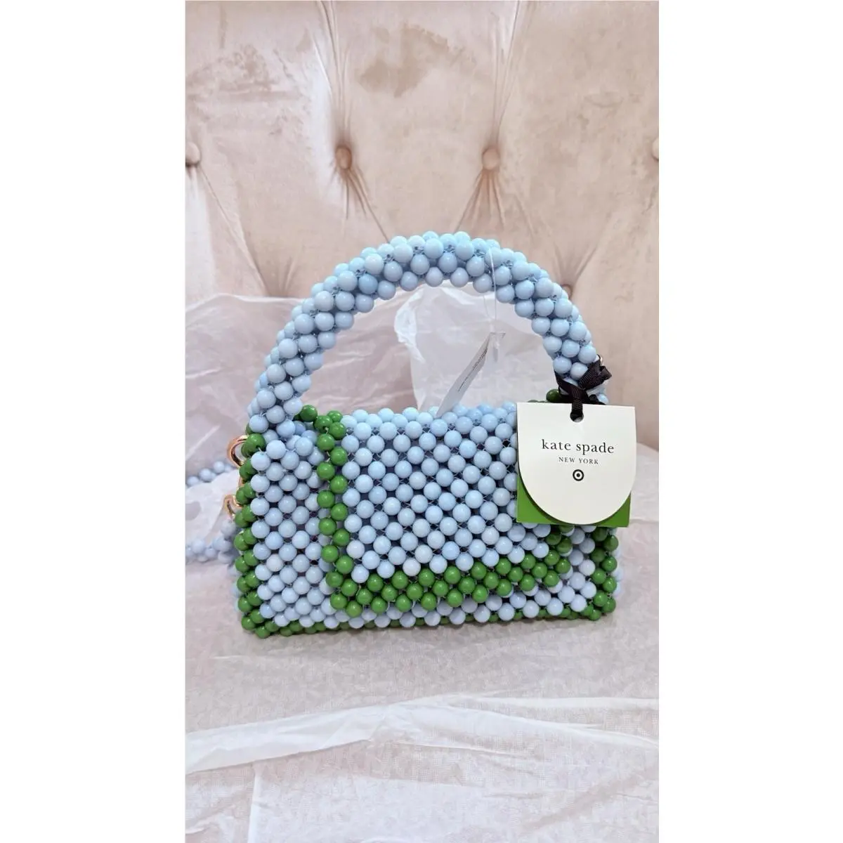 Kate Spade x Target Pearl Bead Colorblock Beaded Crossbody Bag Blue Green New
