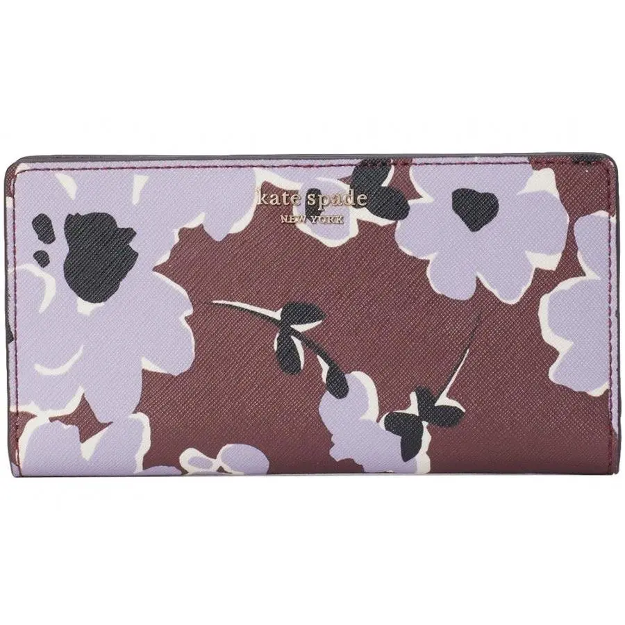 Kate Spade Cameron Wildflower Bouquet Large Slim Bifold Wallet in Purplemulti