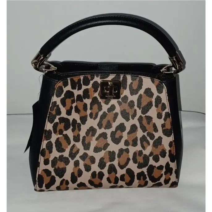Kate Spade Leopard Leather Satchel Handbag Purse_multi/brown/black