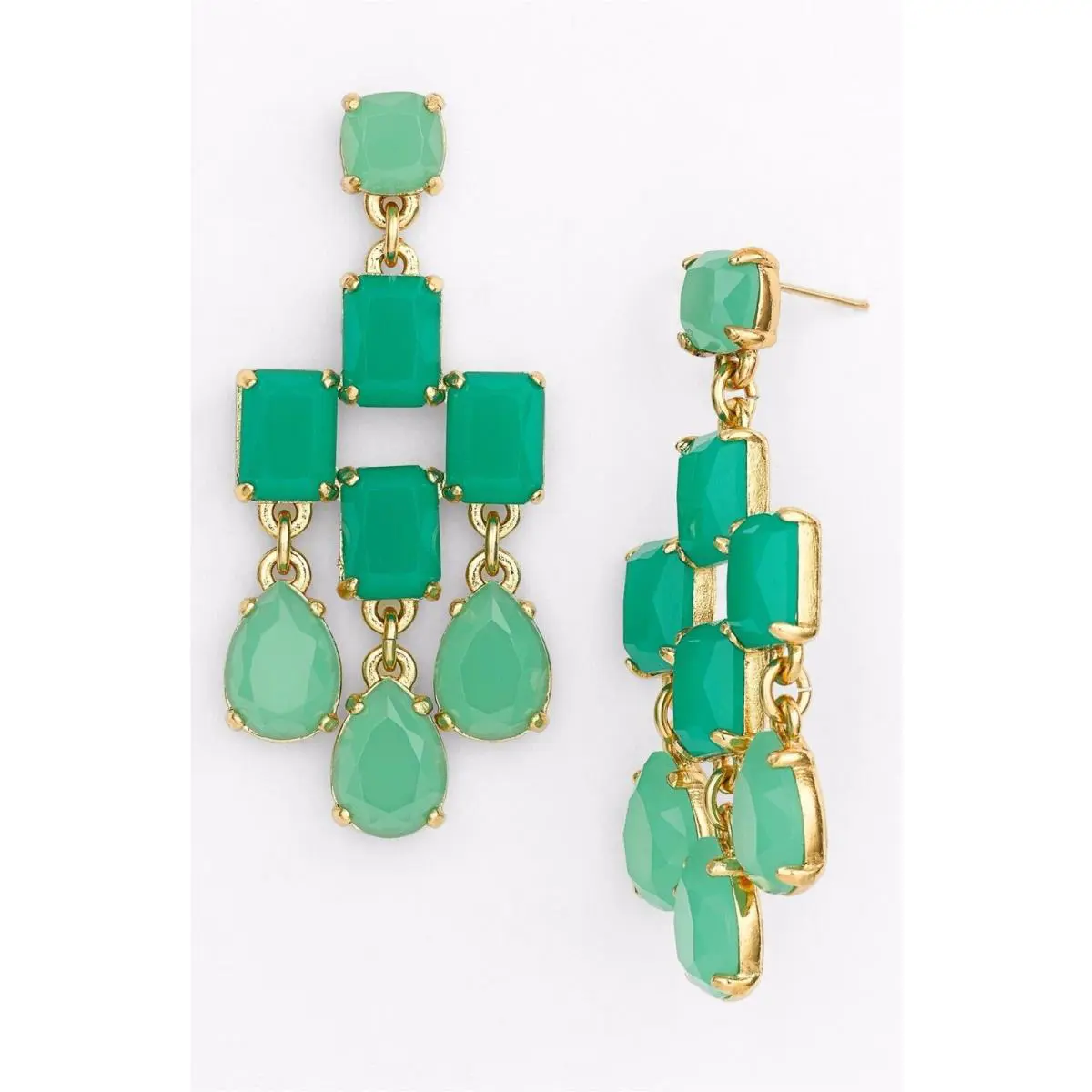 Branton Square Chandelier Earrings Swishy Green Shades Modern Art Mod by Kate Spade