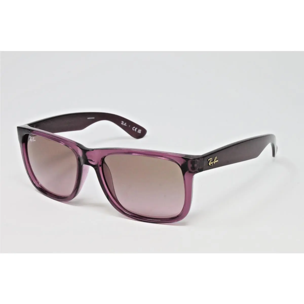 Ray Ban Sunglasses Justin Men`s Square Plastic Transparent Violet 54mm RB4165