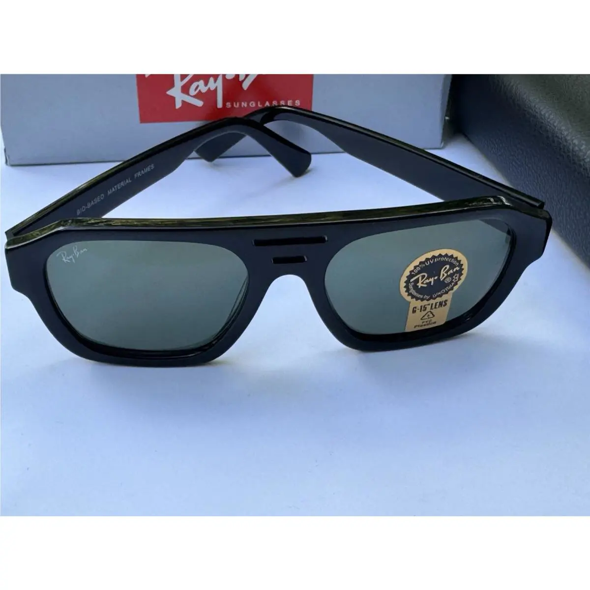 Ray-ban RB4397 667771 Corrigan Bio Polished Black Dark Green Sunglasses 54mm