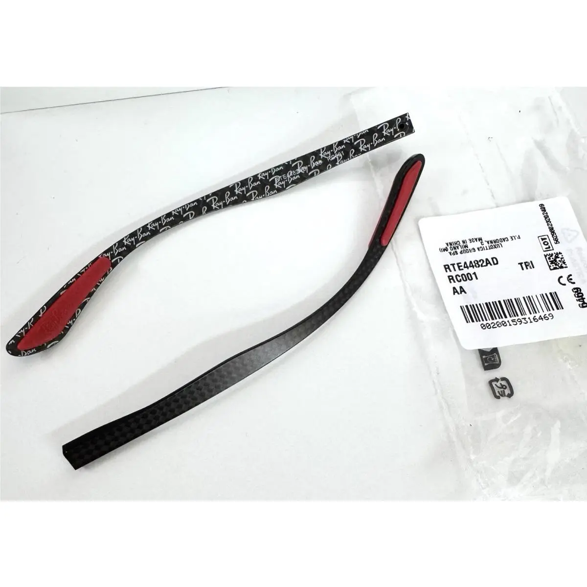 Ray Ban RB8421 RB8422 Carbon Fiber Black Red Replacement Temple Arms RX8421 8422 by Ray-Ban