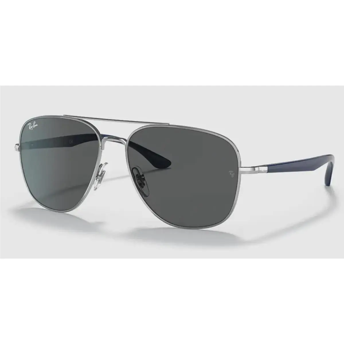 Ray Ban RB 3683 003/B1 Silver Blue Aviator Sunglasses with Grey Lenses