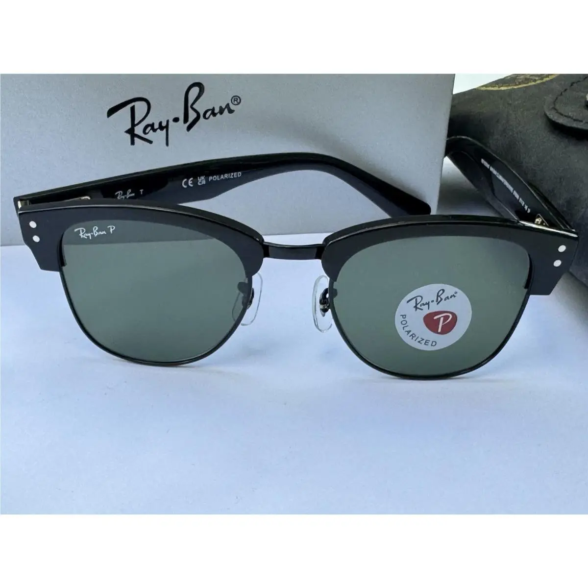 Ray-ban RB0504S 67839A Clubmaster Reverse Black/polar Green Sunglasses 51mm