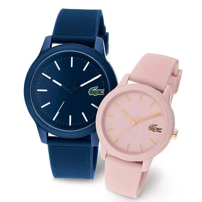Lacoste Set 2 2070008 Blue/pink Silicone Strap 42/36MM Mens and Womens Watch Set