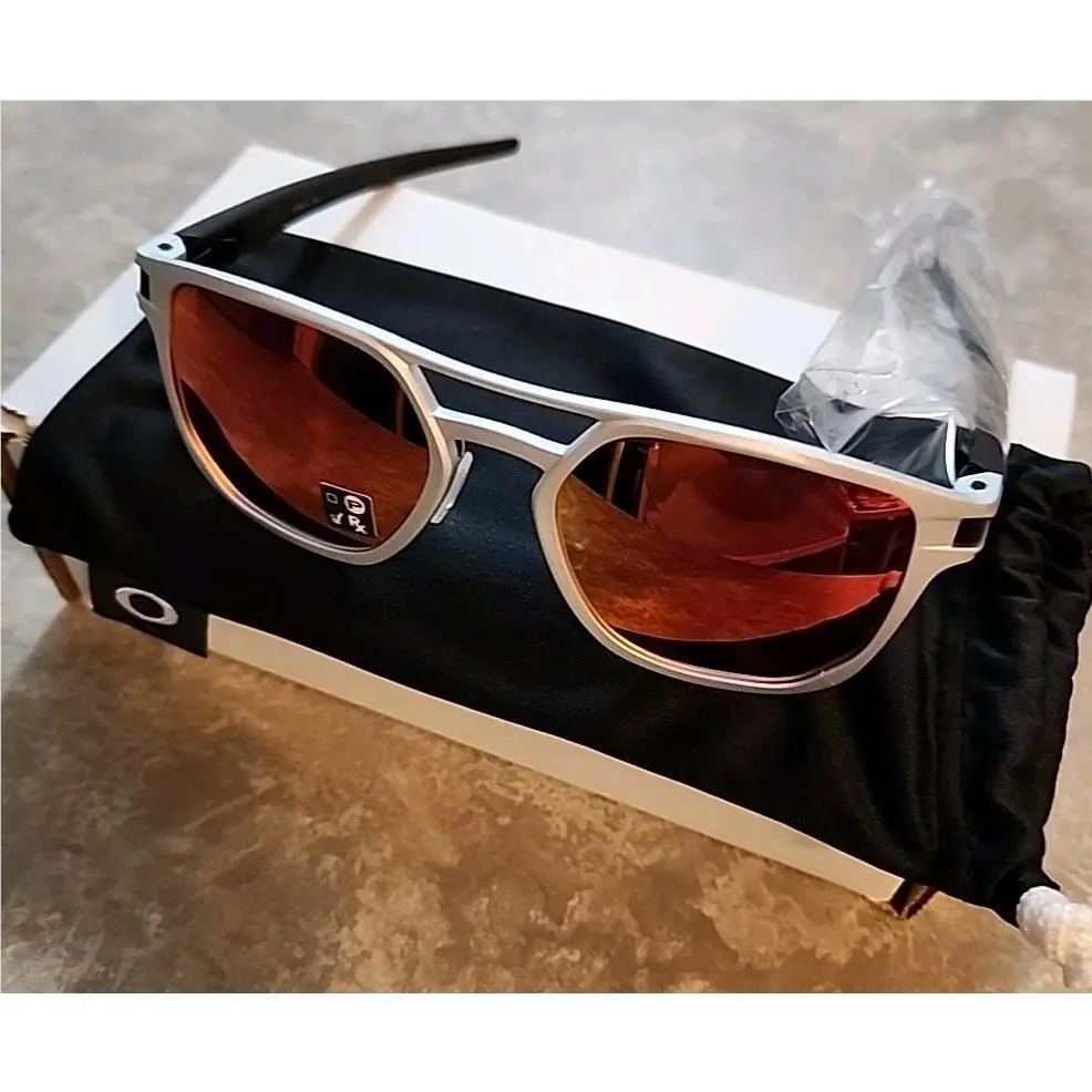 Oakley Latch Alpha Sunglasses OO4128-0253 Matte Silver/prizm Ruby