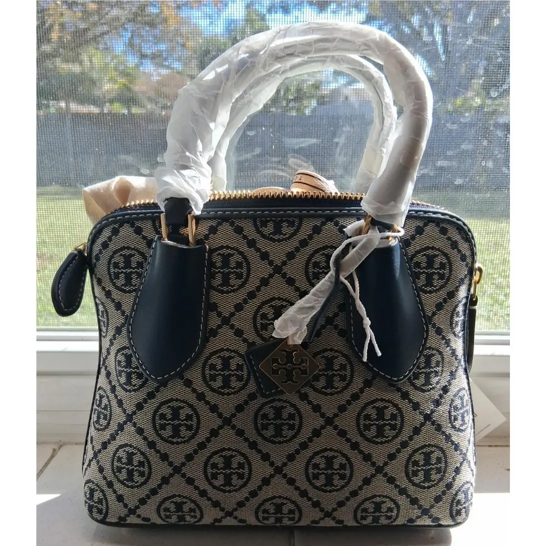 Mini T Monogram Jacquard Swing Satchel 155620 Tory Navy Htf by Tory Burch