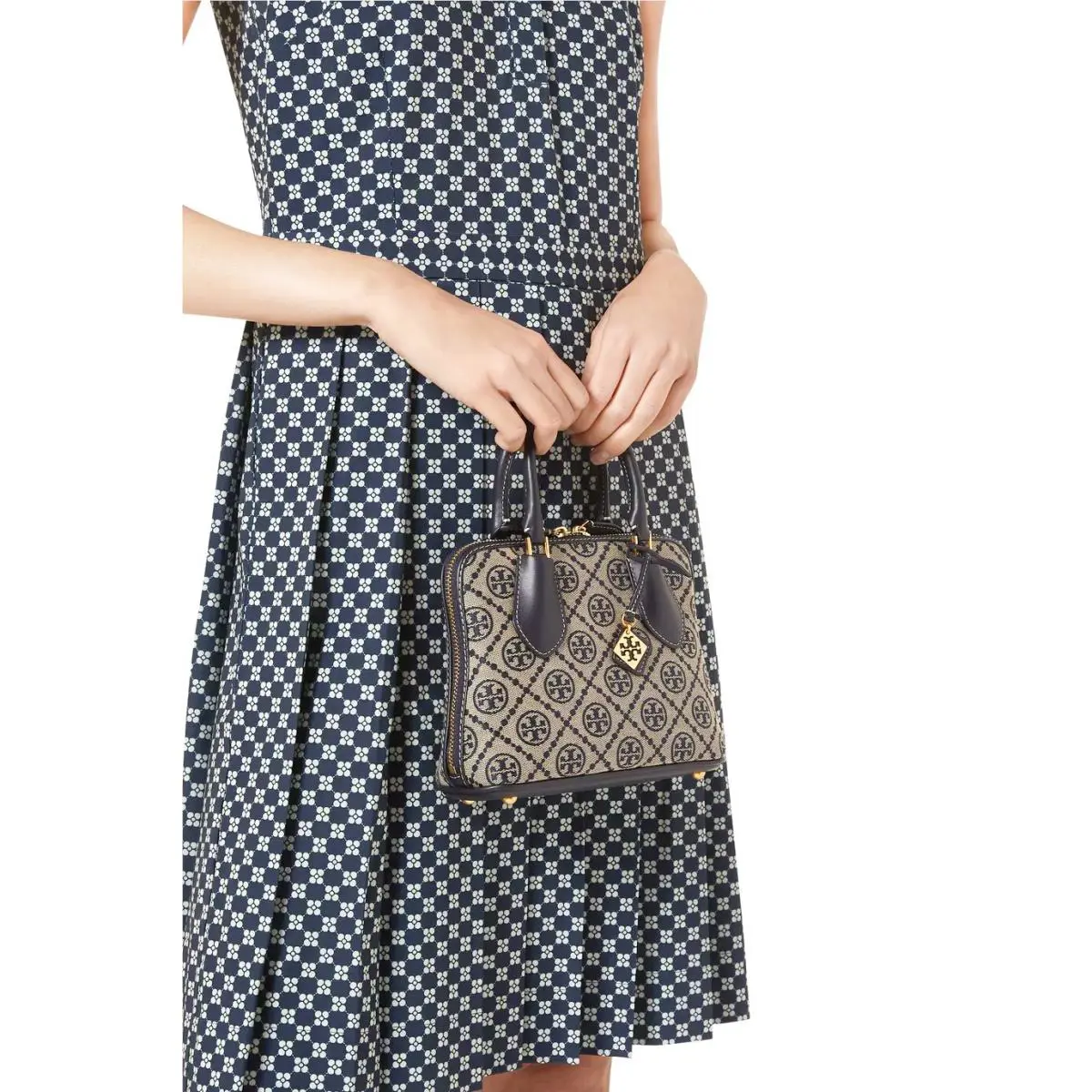 Tory Burch T Monogram Jacquard Mini Swing Bag Crossbody Purse Satchel 155620
