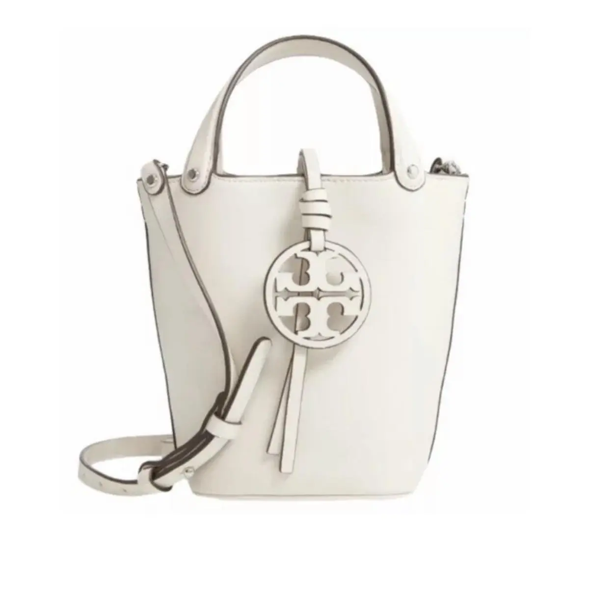 Tory Burch 55222 Miller Mini White Birch Leather Bucket Bag