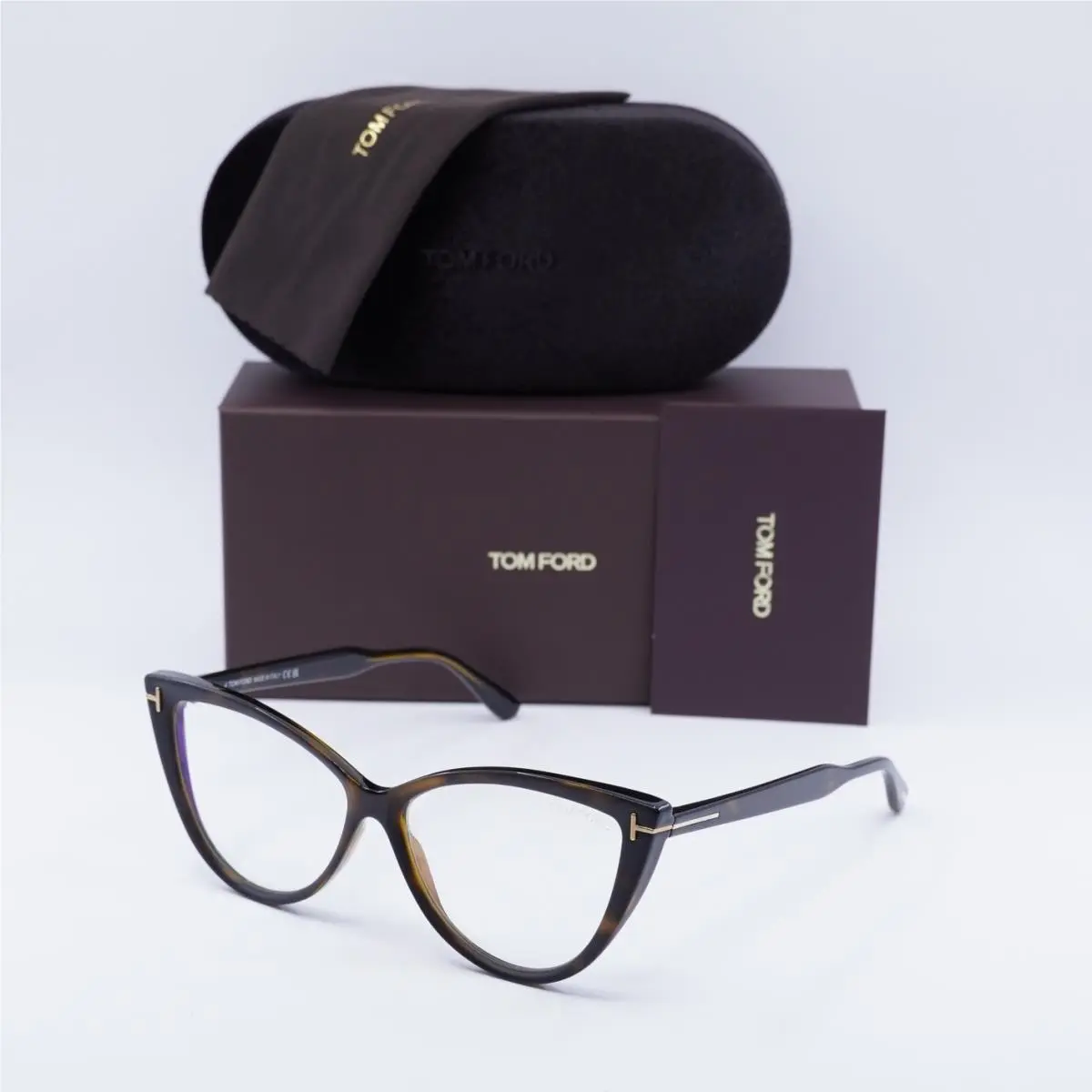 Tom Ford FT5843-B 052 Dark Havana/clear Blue Light Block 56mm Eyeglasses