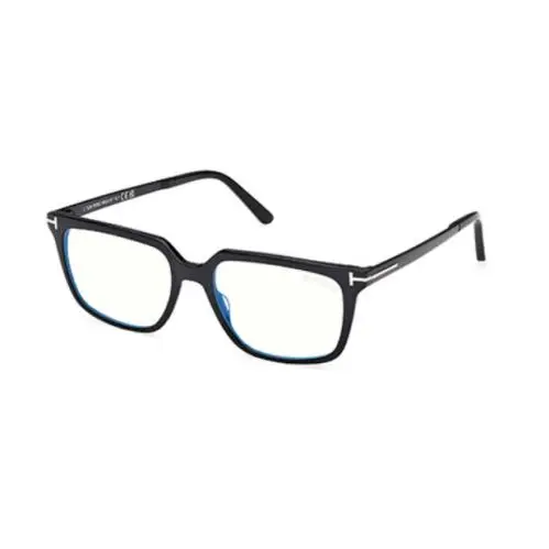 Tom Ford FT6039 B 001 Shiny Black Blue Filter Rectangle Men`s Eyeglasses