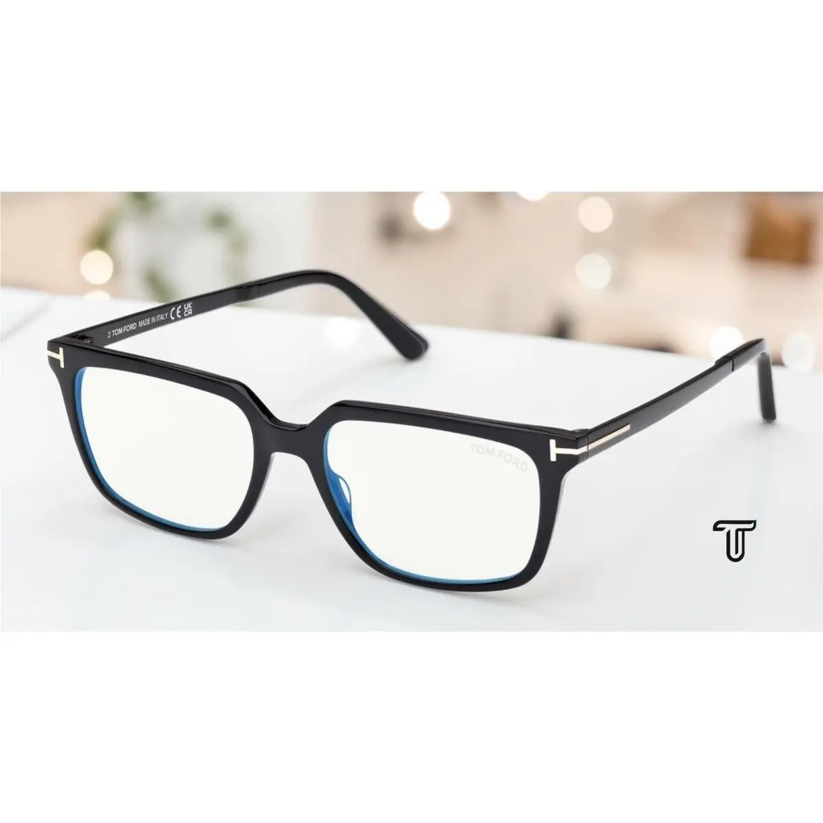 Tom Ford FT6039 B 001 Shiny Black Demo Lens 54 mm Men`s Eyeglasses