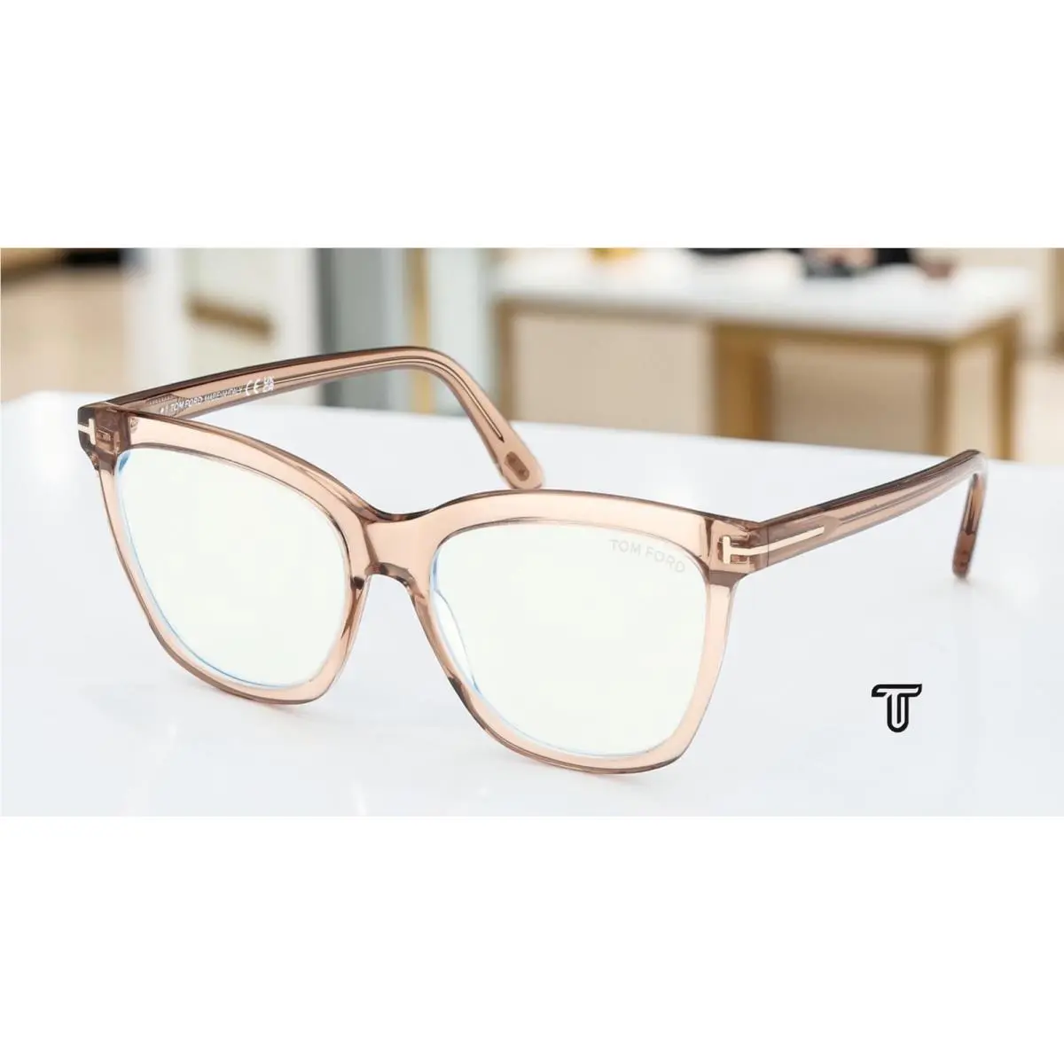 Tom Ford FT6042 B 045 Shiny Light Brown Demo Lens 54 mm Women`s Eyeglasses