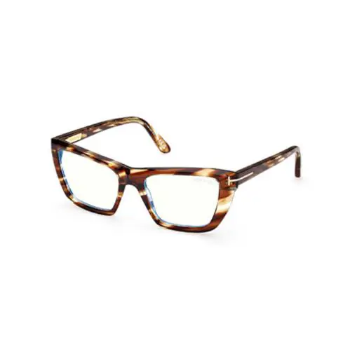 Tom Ford FT6047-B 055 Coloured Havana Blue Filter Cat Eye Women`s Eyeglasses