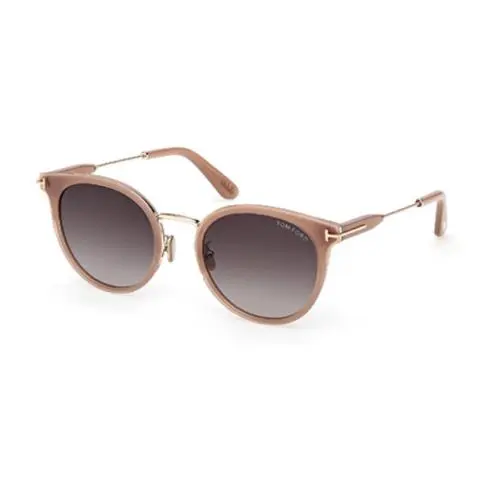 Tom Ford FT1244-K 45B Shiny Light Brown/smoke Gradient Round Women`s Sunglasses